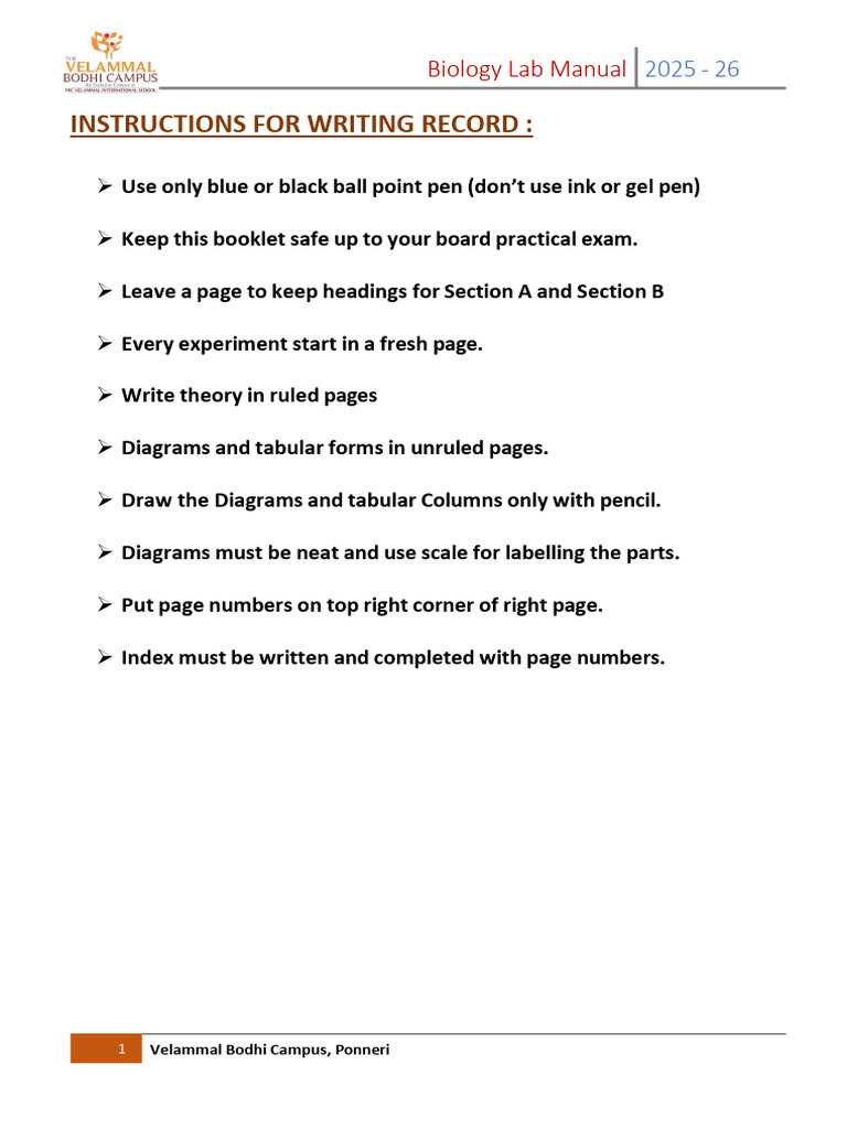 Biology Lab Manual 2025-26 Instructions | PDF | Meiosis | Dominance ...