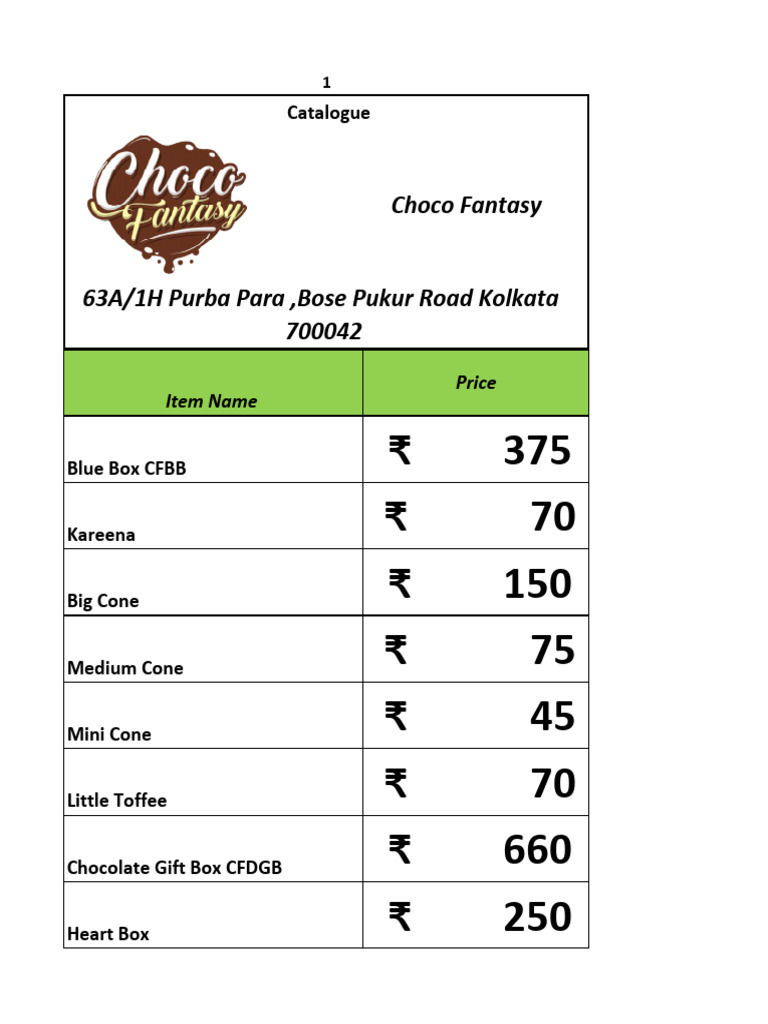 Choco Fantasy Gift Box Catalogue | PDF | Chocolate | Theobroma