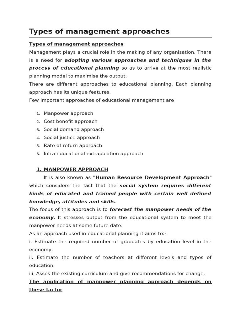 Types of Management Approaches Final (AutoRecovered) | PDF | Cost ...
