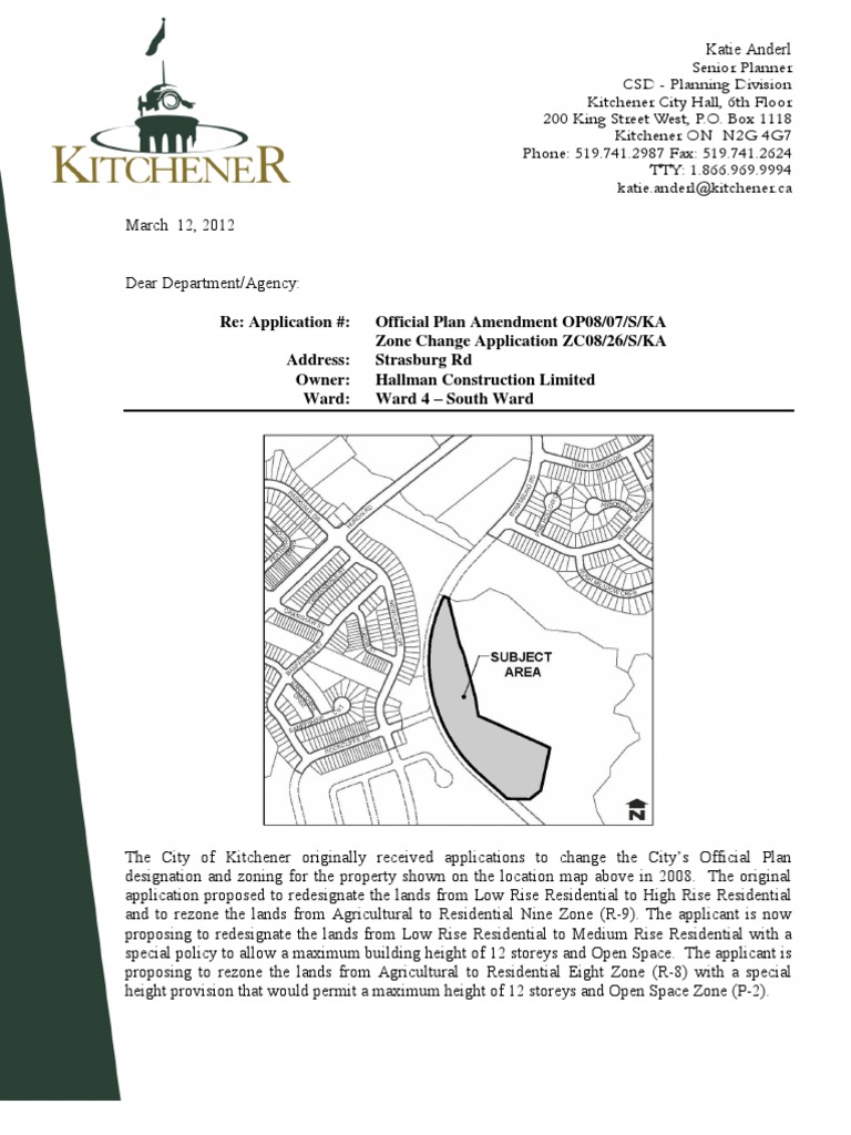 Strasburg RD, Kitchener, ON Proposed Changes. PDF Zoning Land Law
