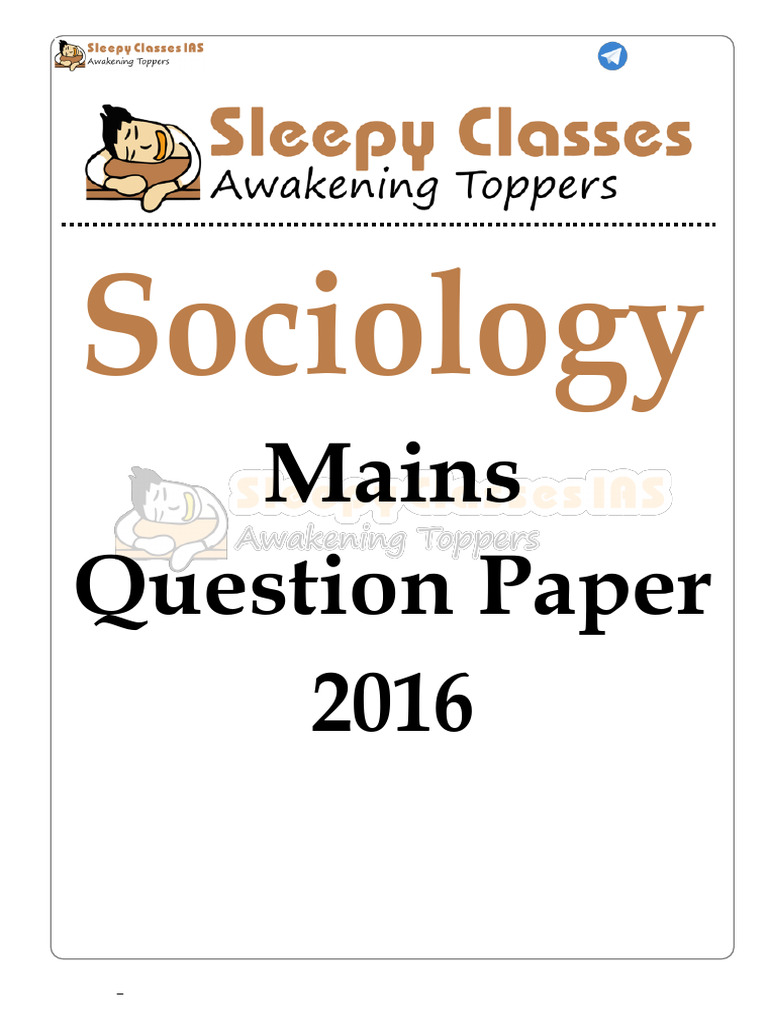 Sociology Mains Question Paper 2016 | PDF | Sociology | Liberal Arts ...