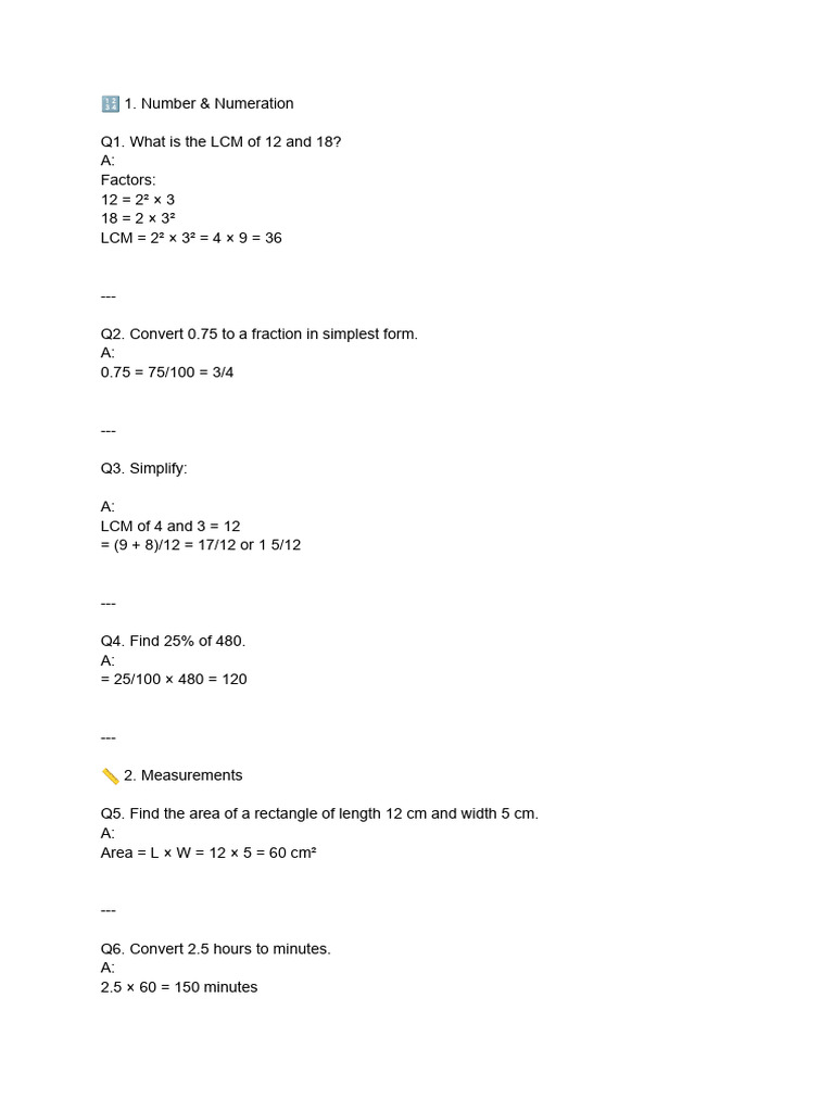 Basic Math Interview Questions & Answers | PDF