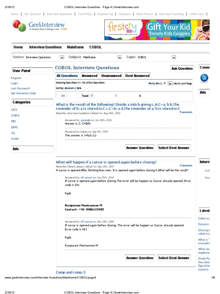 COBOL Interview Questions - Page 4 - Geek Interview | PDF | Scope ...