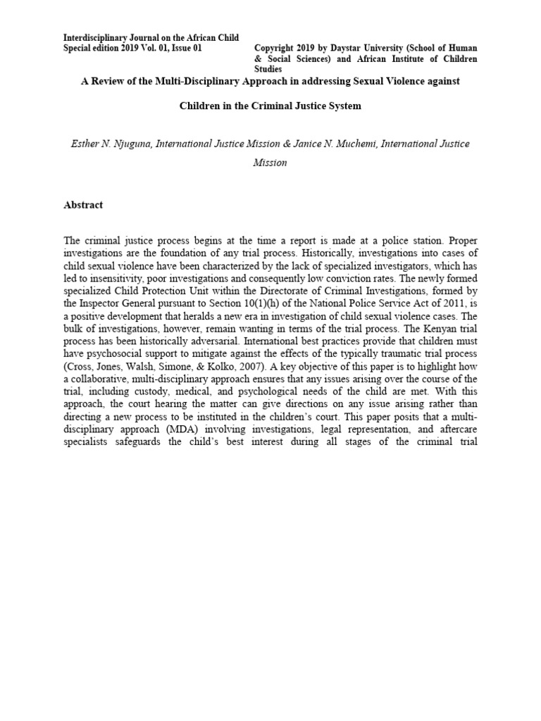 Multi-Disciplinary Approach to Child Sexual Violence | PDF | Violence ...