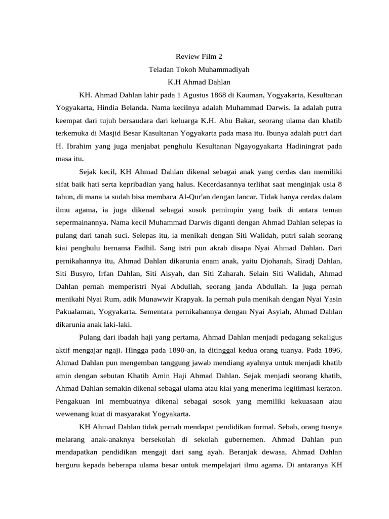 Biografi KH Ahmad Dahlan, Pendiri Muhammadiyah | PDF