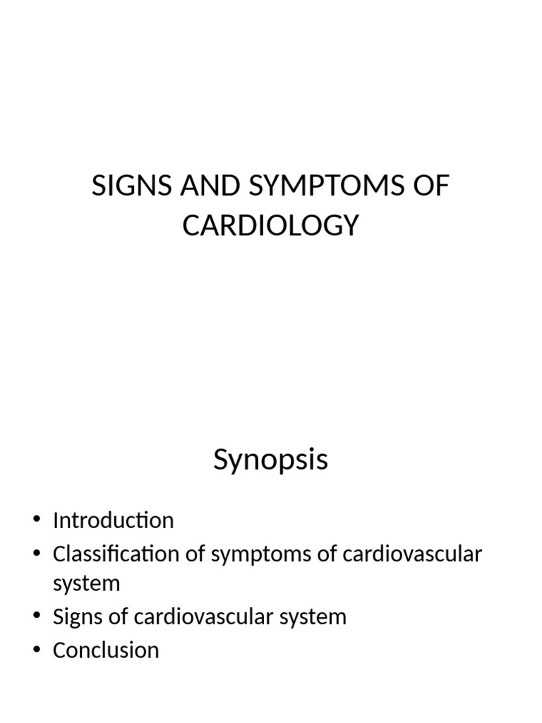 Signs and Symptoms of Cardiology | PDF | Heart | Cardiovascular Diseases