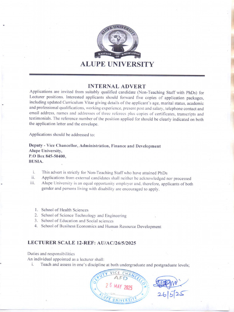 Internal Advertisement May 2025 Scanned | PDF
