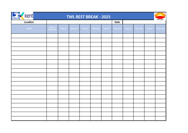 2025 TWL Rest Break Schedule | PDF