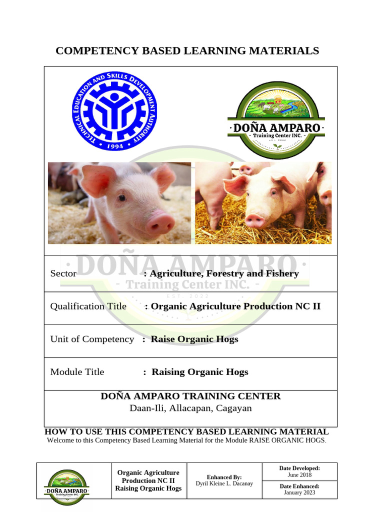 Raising Organic Hogs Training Module | PDF | Pig | Nutrients