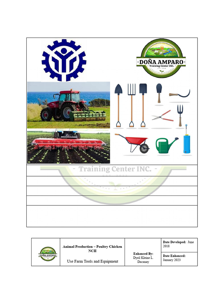 Farm Tools & Equipment Training Module | PDF | Knife | Blade