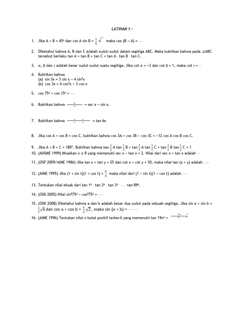 Latihan Soal Trigonometri dan Geometri | PDF
