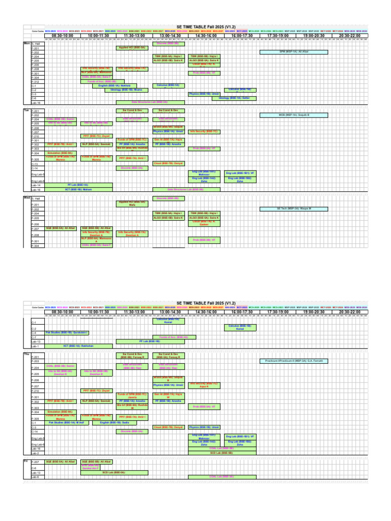 SE Timetable Fall 2025 Overview | PDF | Computing | Computer Science