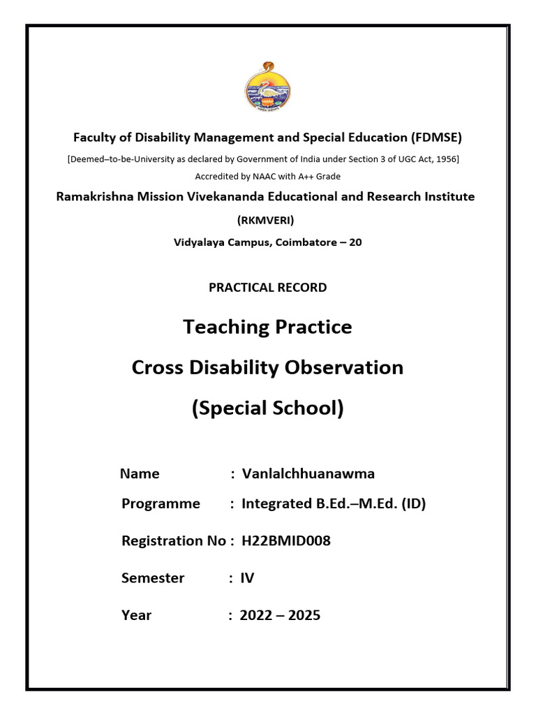 Practical Record: Cross Disability Observation | PDF