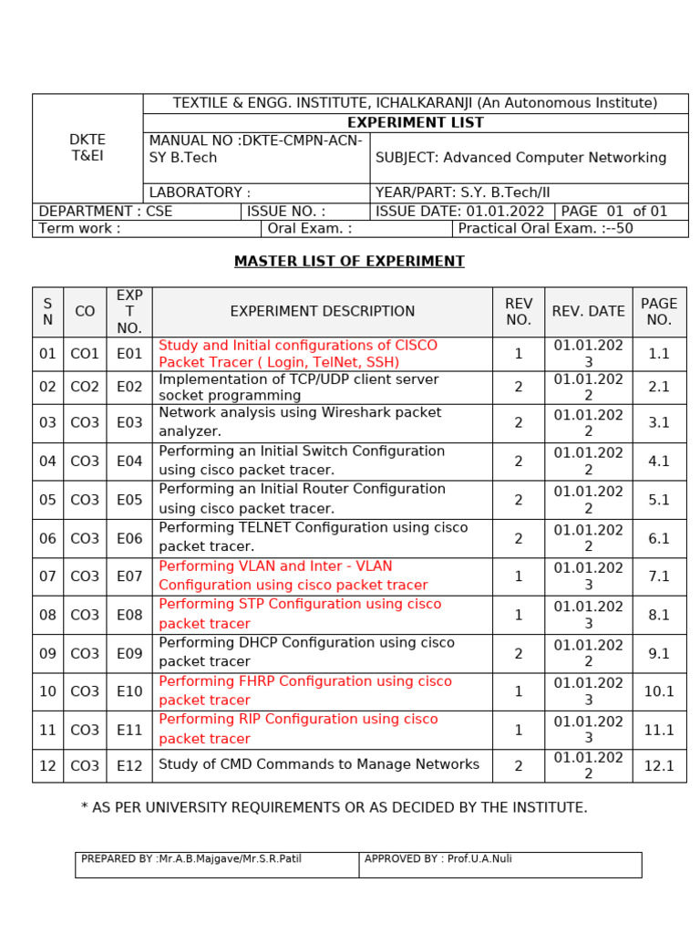 Modified ACN Expt List 2022-23-290323 | PDF | Computer Network | Data ...