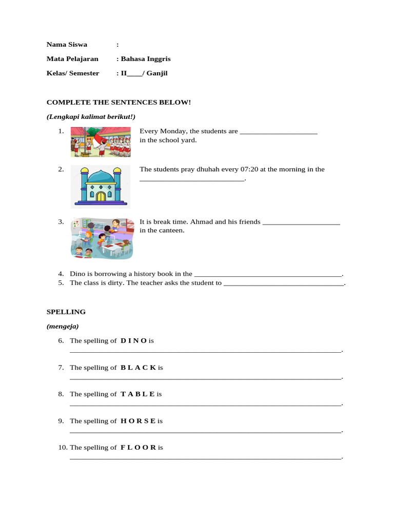 English Sentence Completion Exercise | PDF