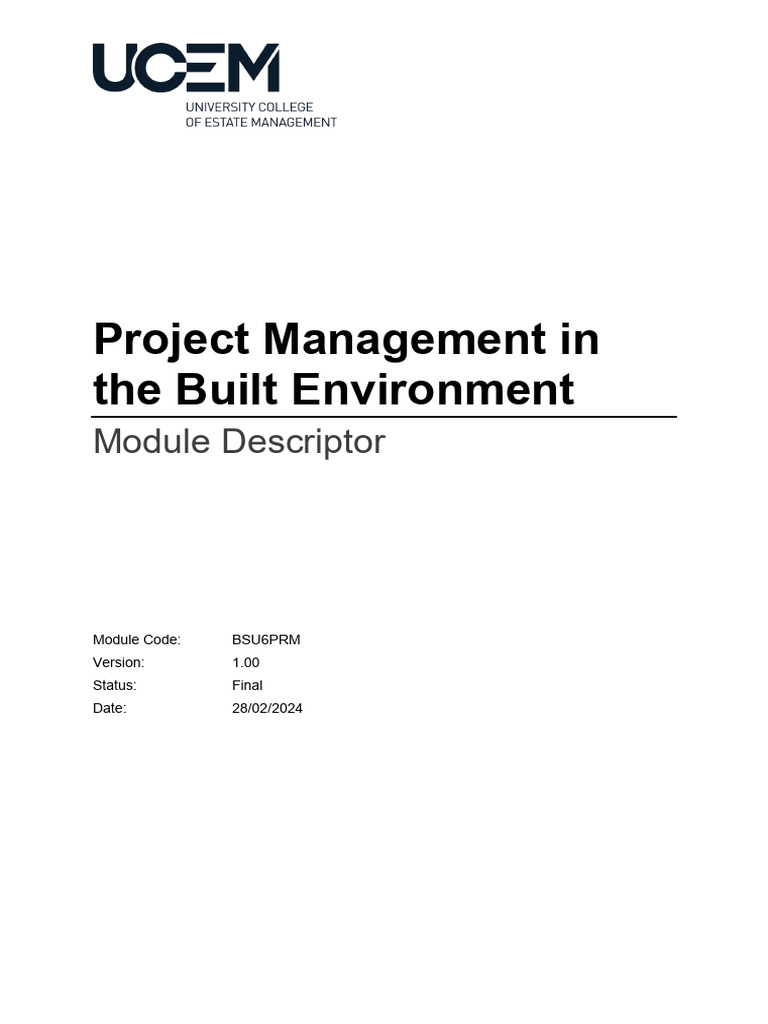 BSU6PRM Project Management in The Built Environment | PDF | Project ...