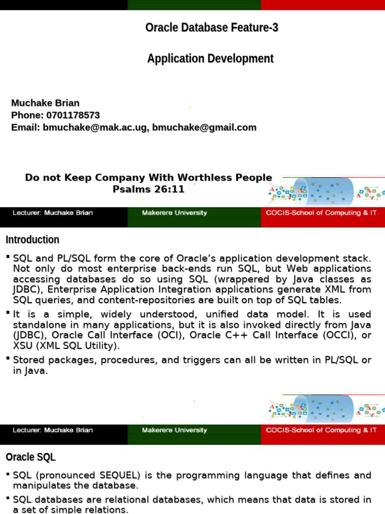 Oracle SQL and PL/SQL Overview | PDF | Pl/Sql | Databases