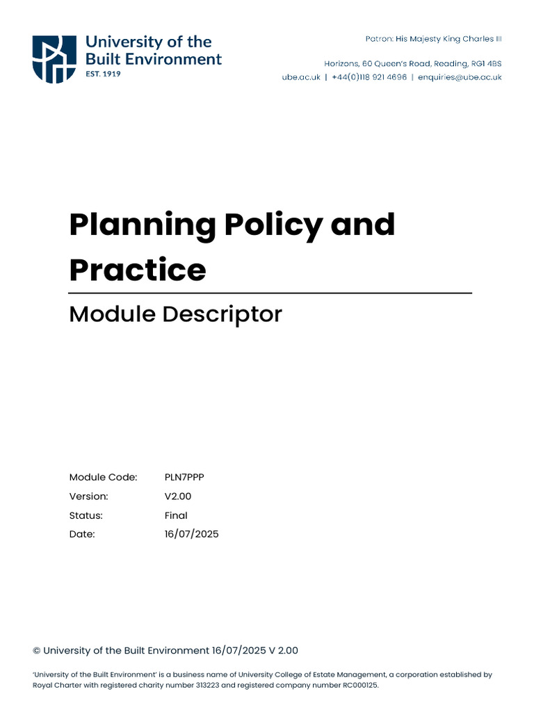 Planning Policy and Practice Module Guide | PDF | Policy | Strategic ...