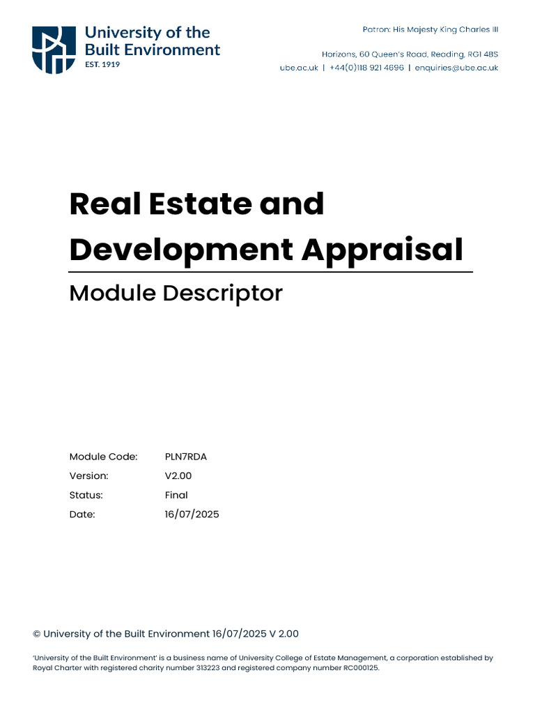 PLN7RDA Real Estate and Development Appraisal | PDF | Real Estate ...
