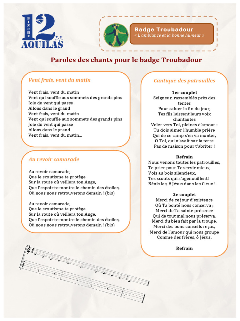Paroles des chants scouts | PDF