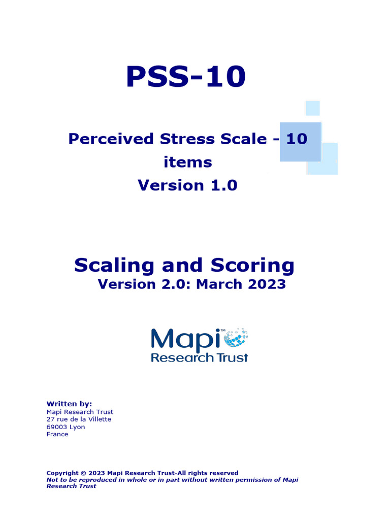 PSS-10 Scoring Instructions and Guide | PDF | Psychology ...