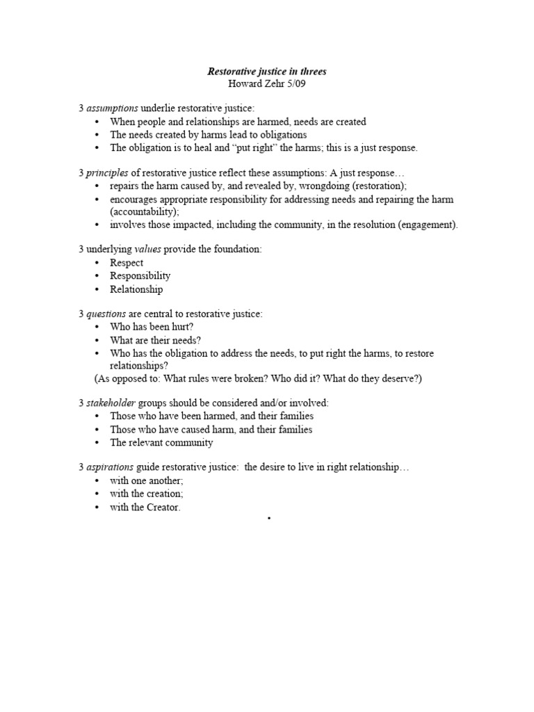 Principles of Restorative Justice Explained | PDF