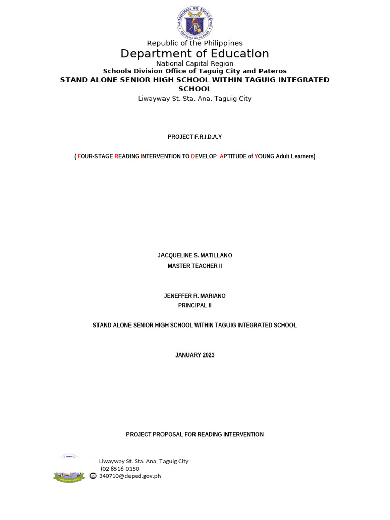 Sample Project Proposal Pdf Educational Assessment Behavior