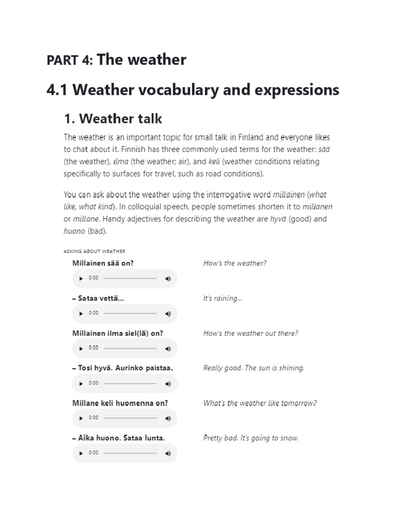 Weather Vocabulary and Expressions Guide | PDF
