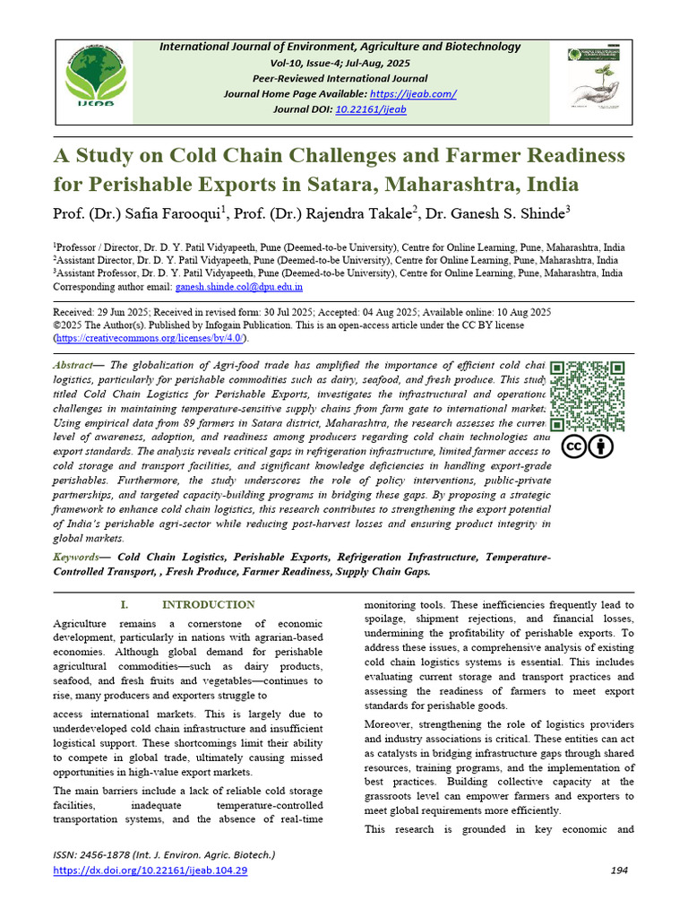 Cold Chain Challenges for Perishable Exports | PDF | Refrigeration ...
