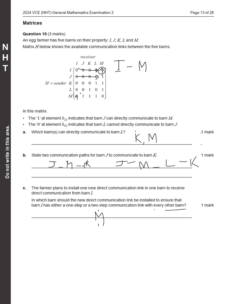 2024 NHT General Maths Exam 2 Overview | PDF | Matrix (Mathematics ...