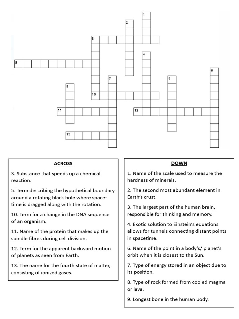Science Crossword Puzzle Clues | PDF