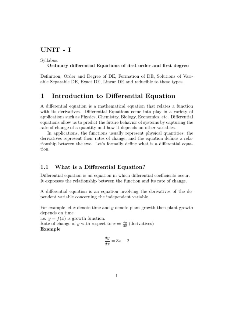 Degree of Differential Equations Explained | PDF | Equations | Derivative