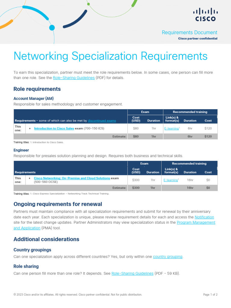 Cisco Networking Specialization Guide | PDF