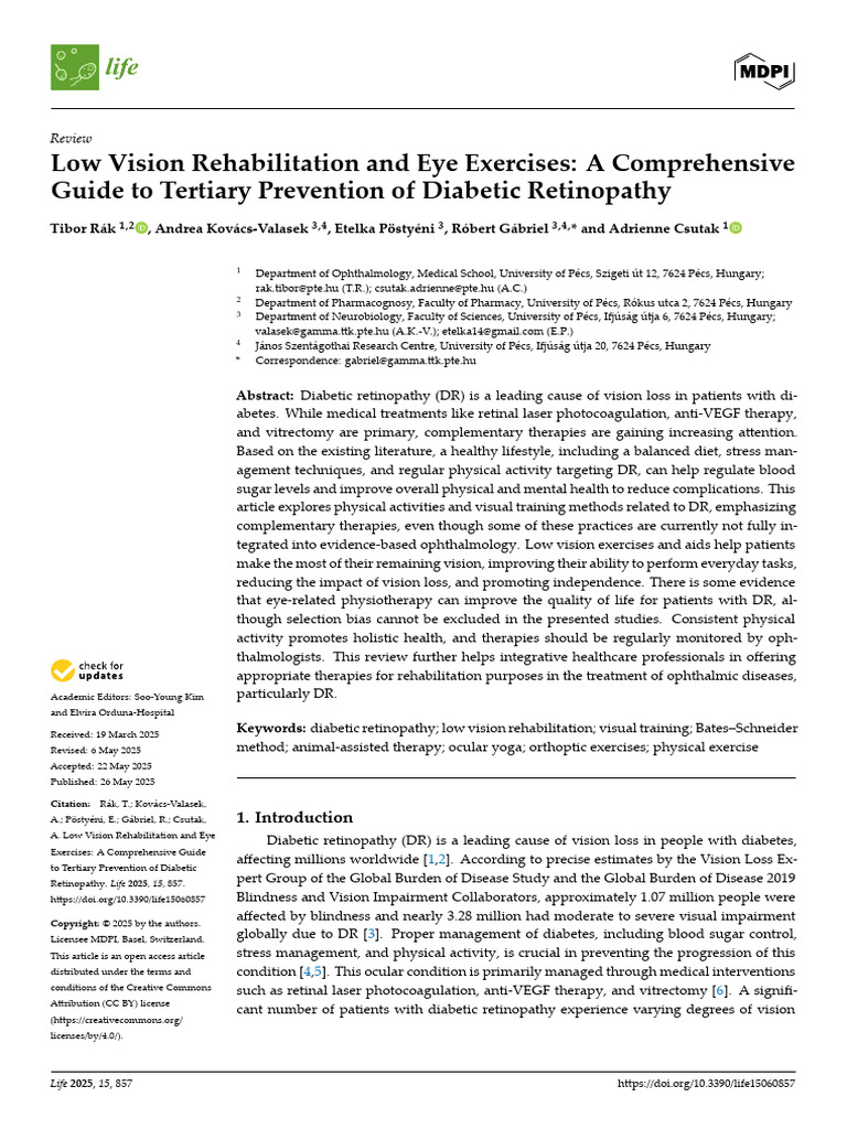Low Vision Rehab for Diabetic Retinopathy | PDF | Visual Impairment ...