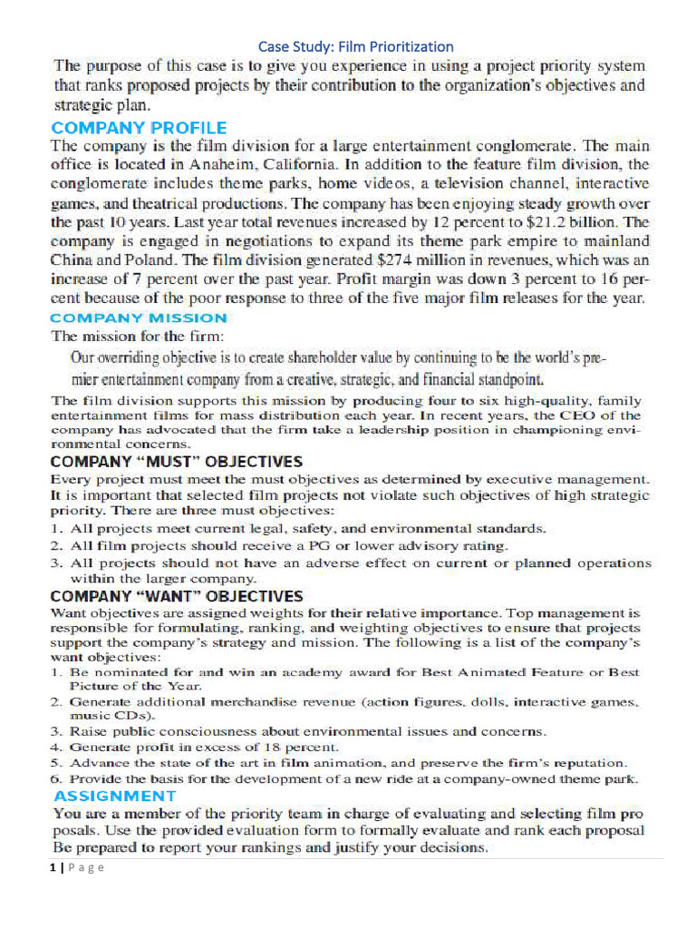 Case Study - Film Prioritization | PDF