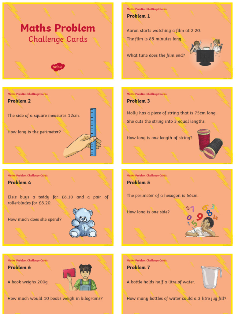 Maths Problem Challenge Cards | PDF