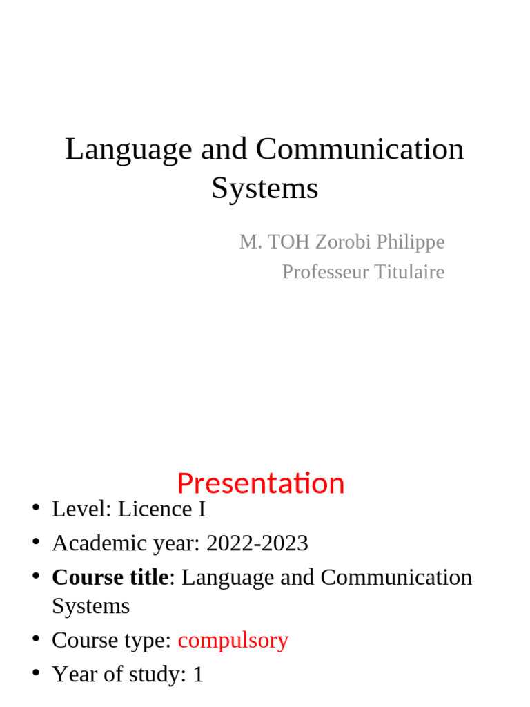 Language and Communication Systems Overview | PDF | Communication ...