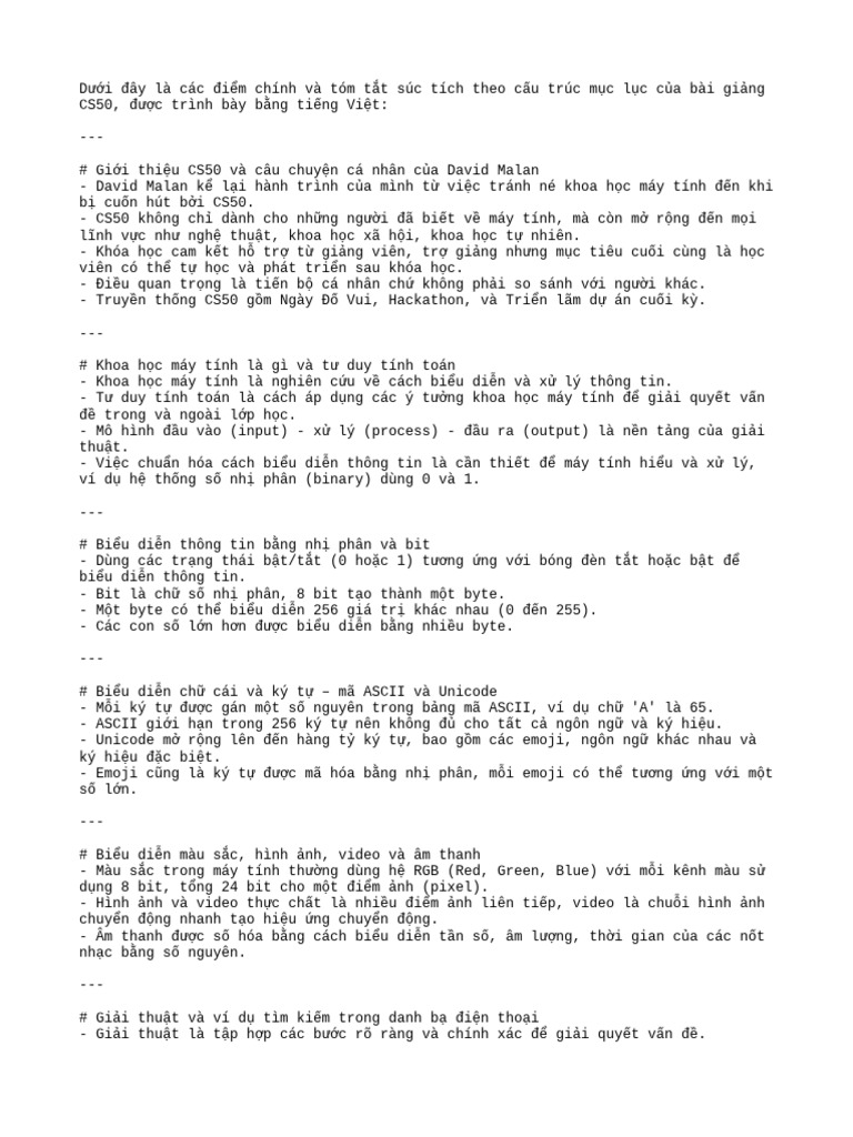 Lecture 0 Summary | PDF