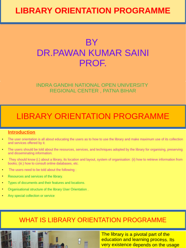 Library Orientation Program Overview | PDF