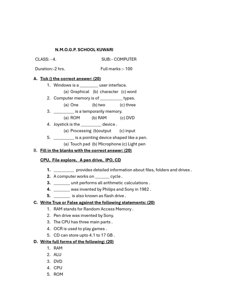 Class 4 | PDF