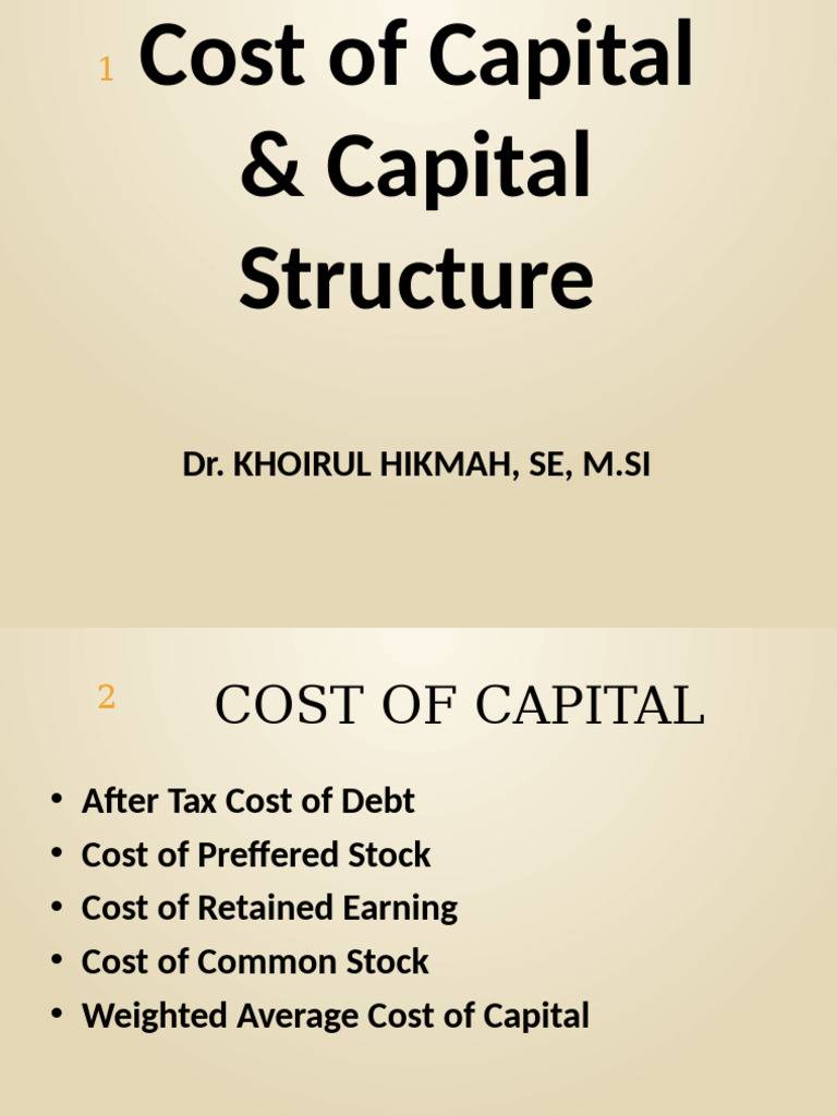 SESI 2. Cost of Capital & Capital Structure | PDF