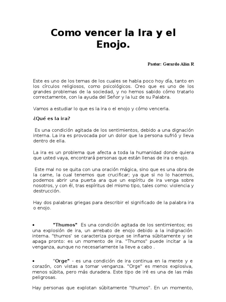 Cómo Vencer la Ira y el Enojo | PDF | Ira | Moisés