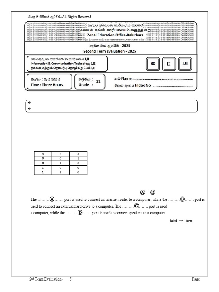 Grade 11 ICT 2nd Term Test 2025 | PDF | Websites | Spreadsheet