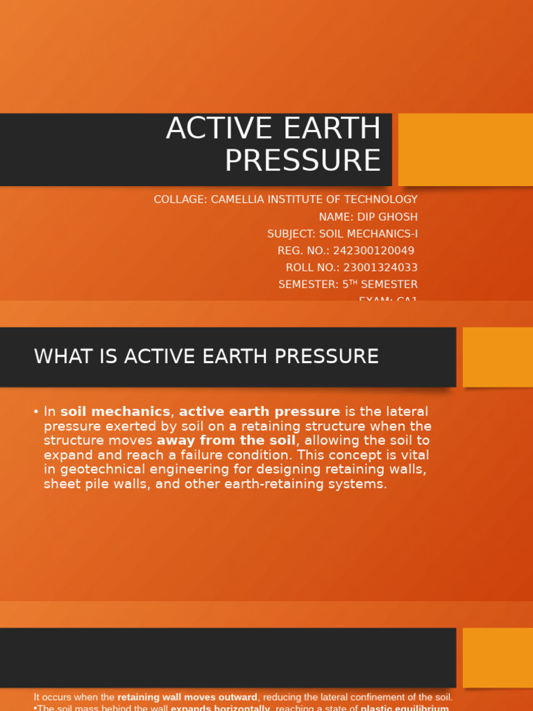 Active Earth Pressure in Soil Mechanics | PDF | Applied And ...