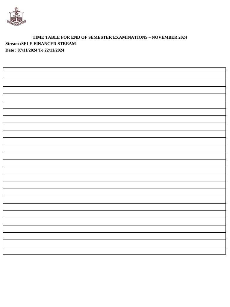 Self Financed Stream Time Table For Ese November 2024 | PDF | Science ...