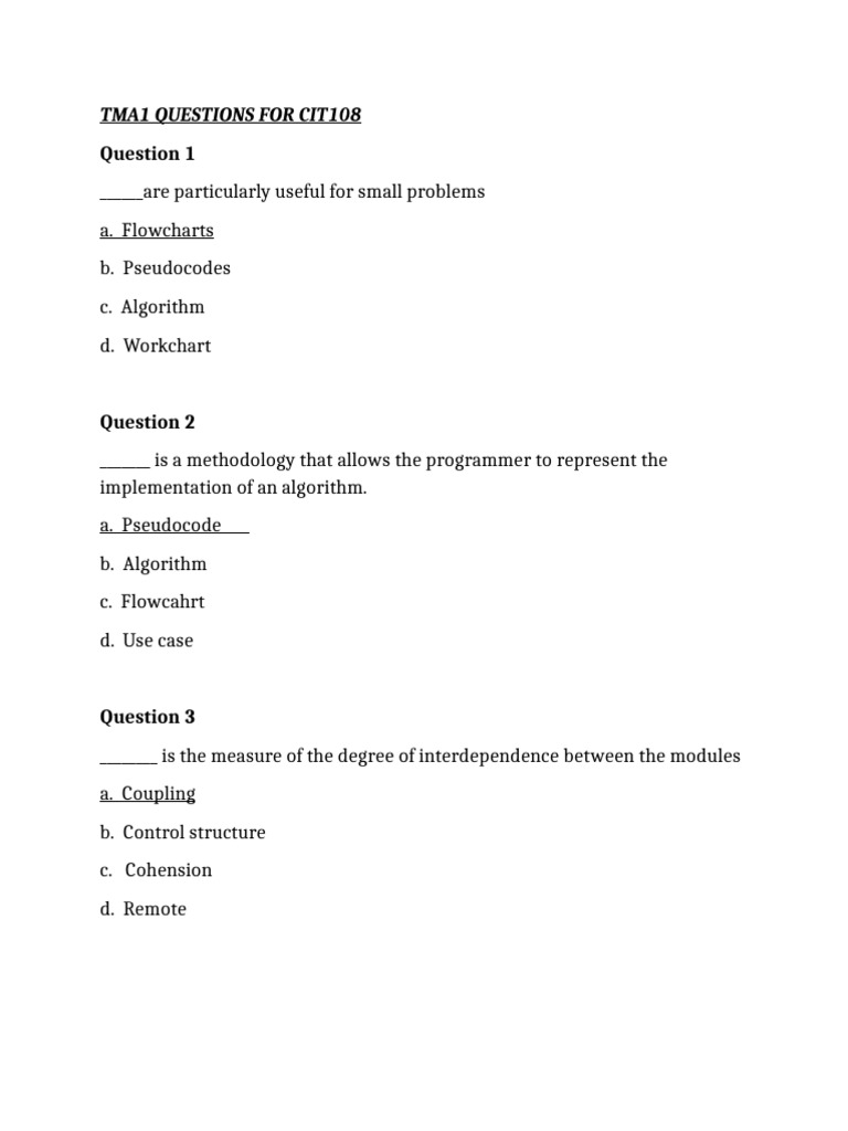 CIT108: Algorithm and Flowchart Basics | PDF | Algorithms | Computer ...