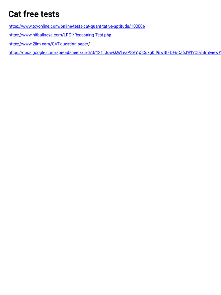 Cat Free Tests | PDF