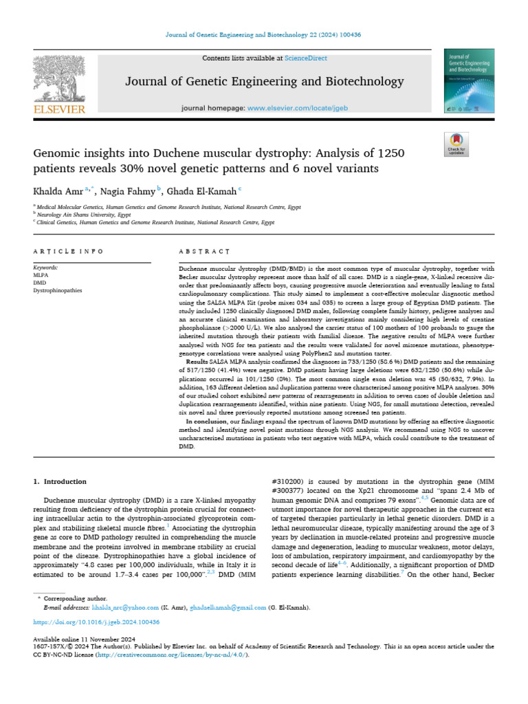 Novel Genetic Insights in Duchenne Dystrophy | PDF | Mutation ...