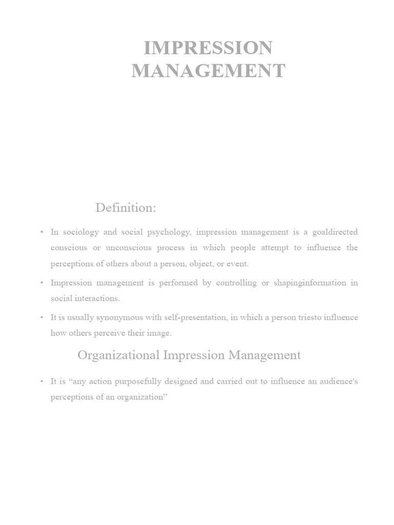 Lecture 12 Impression Management | PDF | Motivation | Motivational