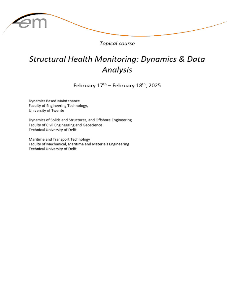 Structural Health Monitoring Course 2025 | PDF | Engineering ...